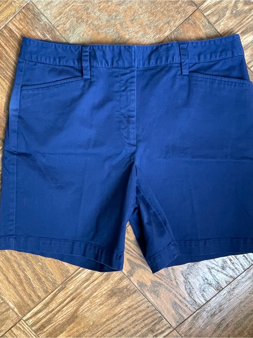 Lands’ End Navy Blue Mid Rise Chino Shorts Women’s Size 10 ~ Stretch Comfort Fit